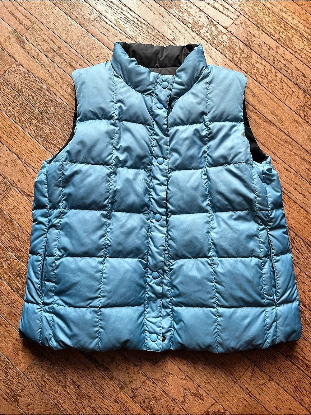L.L.Bean reversible down Puffer Vest in Blue & Black Size XL #granola